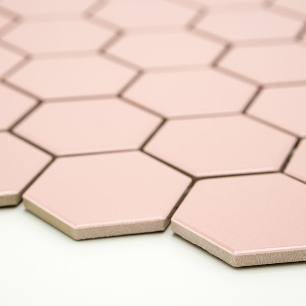 Keramická glazovaná mozaika hexagon světle růžová